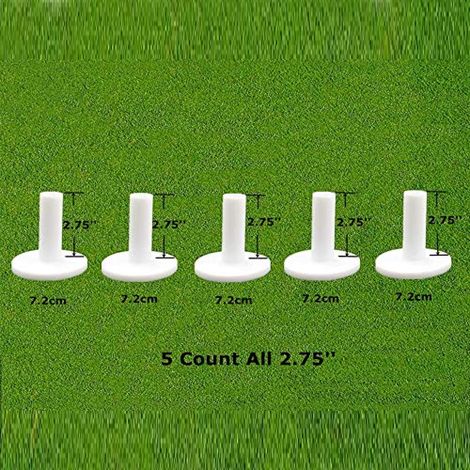Lot de 5 tees de golf en caoutchouc, tous de 7 cm (2,75 pouces) – Idéaux pour l'entraînement au practice et les tapis de frappe. (1/5)