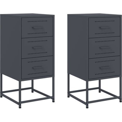 Maison Exclusive - Nachttische 2 Stk. Anthrazit 36x39x78 cm Stahl