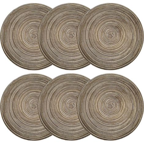 Set di 6 tovagliette rotonde da 30 cm, lavabili, in cotone intrecciato. (1/5)