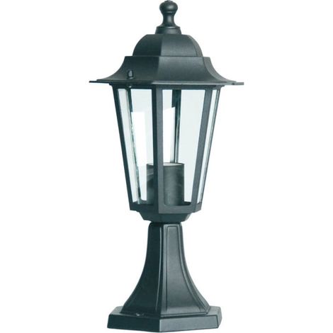 Borne lumineuse extérieure 60W max E27 – Fonte d'aluminium noire – Indice de protection IP43 – Style vintage pour éclairage jardin