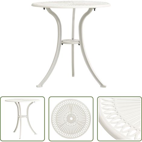 Thé - Table de jardin Blanc 62x62x65 cm Aluminium coulé (1/5)