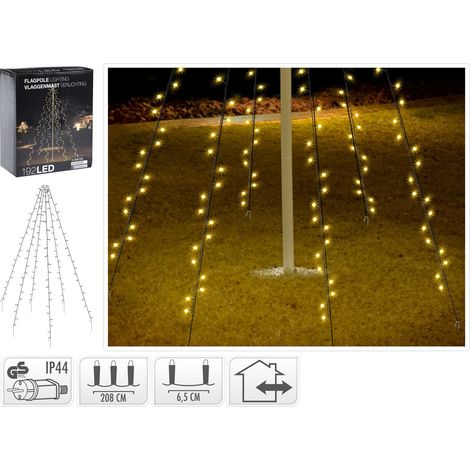 PENNONE 192LED ALTEZZA 208 CM CON 6 PALI METALLO LUCE CALDA (1/10)
