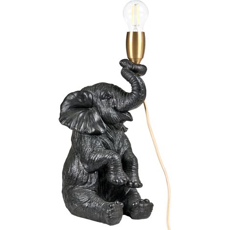 Lámpara de mesa con temática animal lámpara de noche con forma de elefante lámpara de lectura para dormitorio negra Fortuna (1/5)