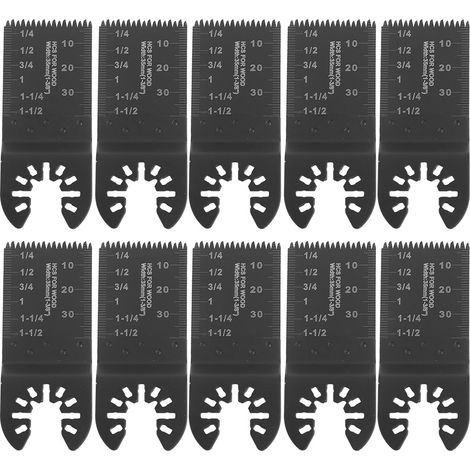 Lot de 10 lames de scie oscillantes multifonctions de 35 mm en acier à haute teneur en carbone, à denture grossière (1/5)