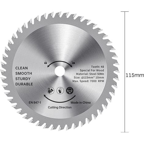 GARRYFIZH Lame de scie circulaire 115 mm TCT Coupe-bois en acier allié 48 dents Scies de finition en carbure pour la coupe du bois Arbre lisse de 1-1/4 pouce (32 mm)