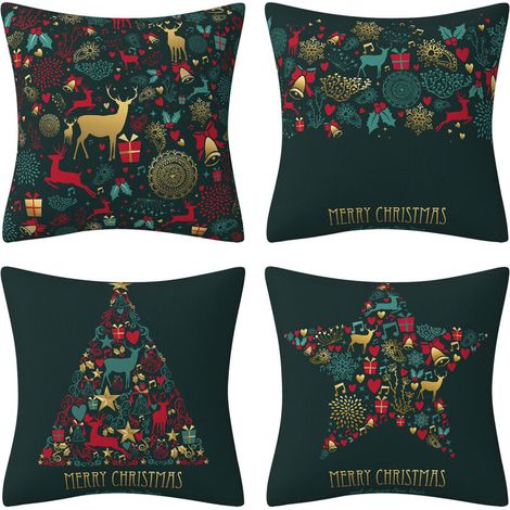 UlisemNoël Taie d'oreiller en Lin Coton Housse de Coussin Taie d'oreiller Carrée Noël Forme Merry Christmas de Neige Renne Arbre de Noël Décoration pour Canapé Maison Salon Chambre d' (1/4)