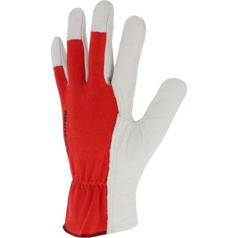 Gants manutention légère Paume fleur de chèvre Dos interlock rouge - SINGER - CCHV56IR T10 (1/2)