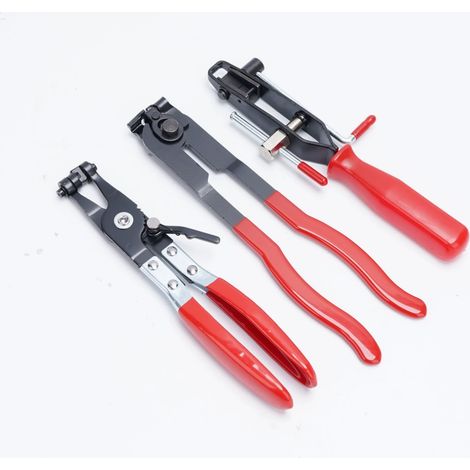 Lot de 3 colliers de serrage rouges CV et colliers de serrage à bande plate pivotante - Kit d'assortiment de colliers de serrage pour bottes d'oreille de voiture - Pince de verrouillage de (1/5)