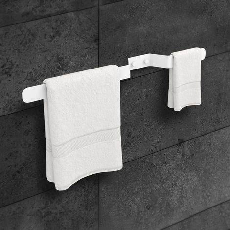 Toallero de baño fabricado en acero y acabado blanco mate Peso máx.: 1,5kg Medidas 59x4x5cm Incluye tornillos y tacos para su fijación a la pared - (1/4)