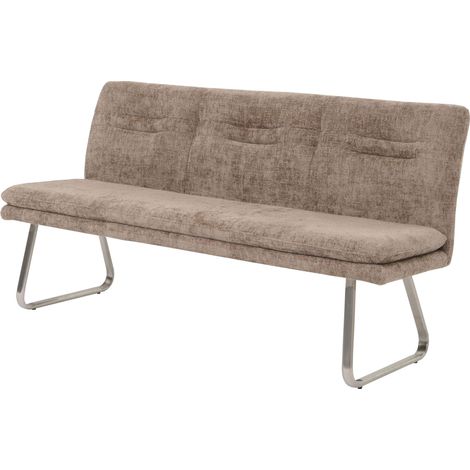[NEUWERTIG] Sitzbank HHG-139, Esszimmerbank Bank Polsterbank, Lehne Stoff/Textil Chenille Edelstahl gebürstet 180cm braun (1/5)