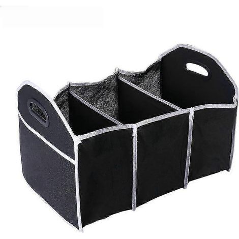 Accessoires auto, organisateur de coffre pliable, rangement pour jouets et aliments, sac de rangement pour camion, boîte de rangement noire pour voiture (1/4)