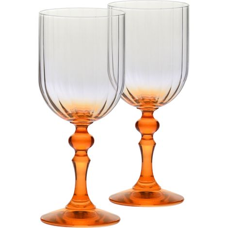 Verres à Vin Lot de 2, 300 ml, Pied Orange, Collection Bubble (1/5)