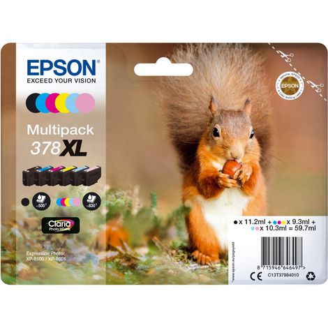 Epson Squirrel 378XL cartucho de tinta 1 pieza(s) Original Alto rendimiento (XL) Negro, Cian, Cian claro, Magenta, Magenta claro, Amarillo (1/3)