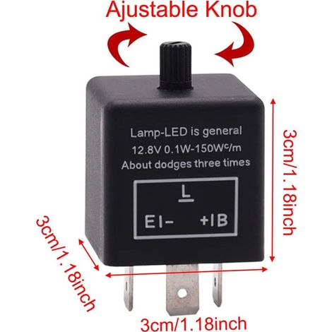 1 Stück LED-Blinkerrelais, 12V 3-polig, einstellbares LED-Blinkerrelais für Motorrad/Auto (1/4)