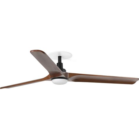 Faro Heywood Ventilateur de plafond encastré Heywood 132 cm à LED, noir mat, pales en noyer foncé, CCT (1/3)