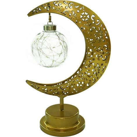 Lune creuse boule LED petite lumière nocturne ambiance de bureau lumière dorée (1/5)
