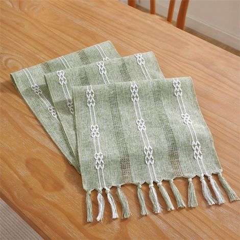 Camino de mesa,ideal para fiestas,festivales y bodas. Diseño pequeño de jacquard doble verde,33 x 275 cm (1/5)