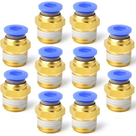 10 pezzi 6 mm tubo OD x 1/4 BSP maschio dritto a pressione per raccordi pneumatici (PC6-02) (1/5)