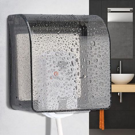 1 cache-prise en plastique type 86, noir translucide, étanche, boîtier mural étanche pour prises extérieures, de salle de bain et de cuisine (12,2 × 10,8 × 7,3 cm), (1/4)