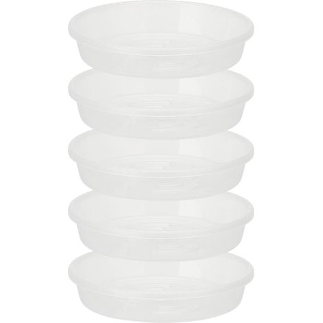 Plato para macetas Mano de 6/7 pulgadas: Bandeja de PP resistente y transparente con un diámetro interior de 12,8 cm para 5 macetas. (1/2)