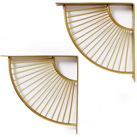Support d'étagère triangulaire festonné doré, lot de 2 coins d'étagère muraux (15 cm/5,9 pouces) (1/5)