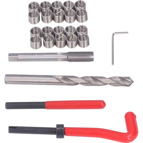 Kit de Réparation de Filetage 25 Pièces Inox M6x1,0mm Insert Taraud Foret HSS pour Réparation Auto (1/5)