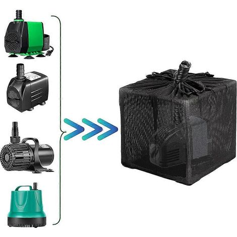 Deux sacs filtrants encadrés pour pompe de bassin avec maille anti-colmatage, adaptés aux pompes à eau, filtrant efficacement l'eau des bassins extérieurs. (1/5)
