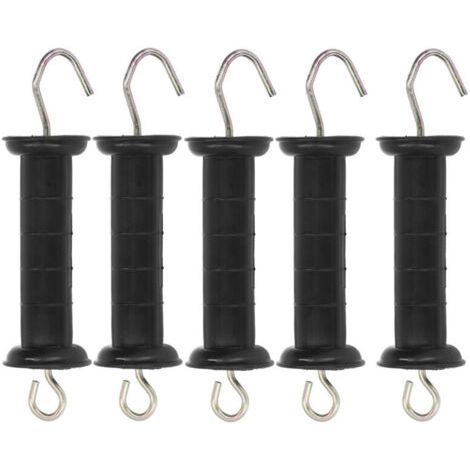 Lot de 5 poignées de clôture électrique isolées avec crochet en métal pour pâturage de ferme