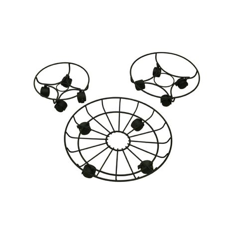 Set 3 Pezzi Sottovaso in Ferro con Ruote 25,5 + 33,5 + 43 cm (1/2)