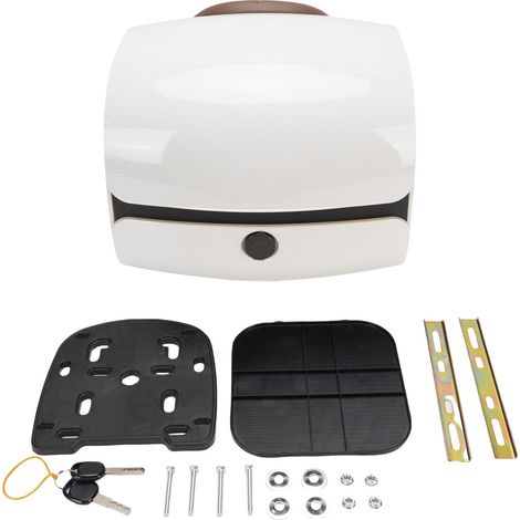 Top case moto arrière ABS 32L étanche pluie – Coffre queue bagages serrure cyclisme blanc brillant, rangement (1/5)