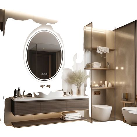 Miroir de Salle de Bain LED, Design Rétroéclairé, Fonction Anti-Buée (1/2)