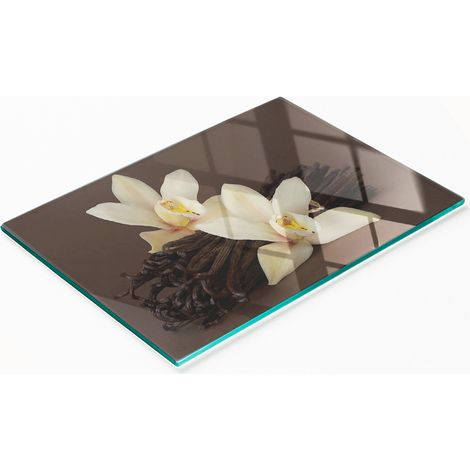 Tablero decorativo multifuncional de vidrio templado con diseño de vainilla, 80x52 cm. (1/5)
