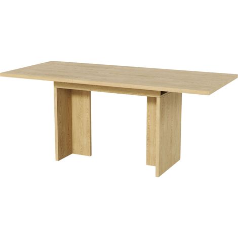 Table à manger extensible 140-180x80 cm - Pour 6 - 8 personnes, plateau épais et polyvalent - Finition chêne (1/5)