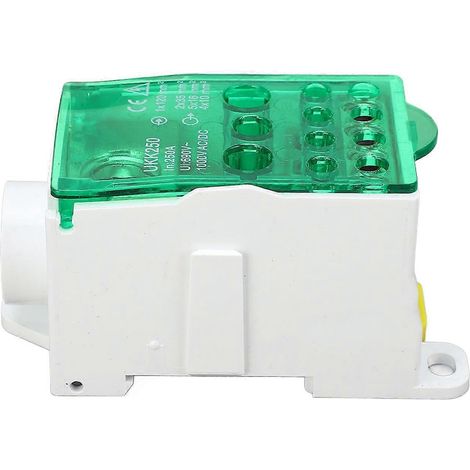 Boîte de jonction à bornier pour rail DIN, unipolaire, 690 V, 250 A, verte
