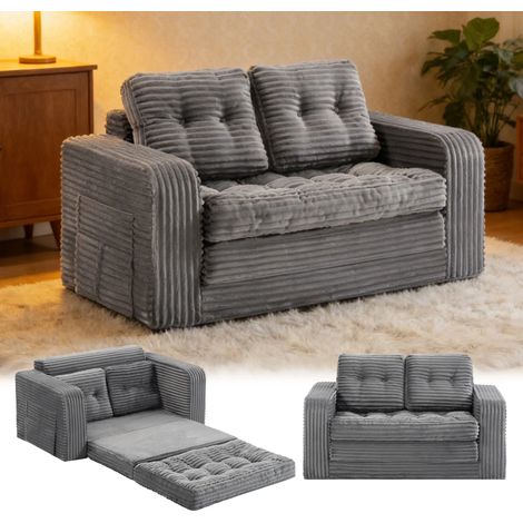 Faltbares Schlafsofa, Tragbarer Stuhl-Bett-Komfortable Bodensofa, Umwandelbarer Schlafsessel mit Kissen, Cord-Stoffbezug Sessel Schlafcouch, für Wohnzimmer und Schlafzimmer