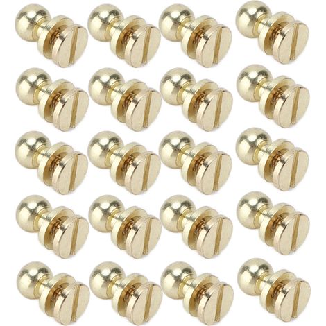 Lot de 20 rivets en laiton résistants à l'abrasion, imitation or, accessoires de quincaillerie pour bagages, pour les amateurs de loisirs créatifs, 7 x 6 mm (1/5)
