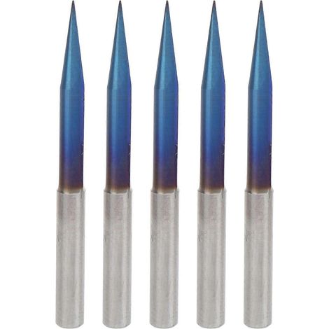5-teiliges Set 2-schneidiger Fräser mit 4-mm-Schaft, gerader V-Spitze, aus Wolframstahl, 4 x 0,3 x 15
