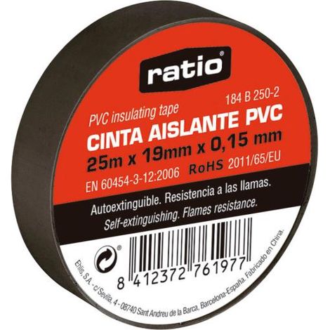 Cinta aislante PVC - 20 m. / Negro.