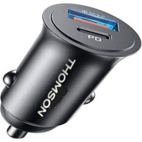 Car charger - THOMSON - Compact - USB-A + USB-C - 18W + PD 20W