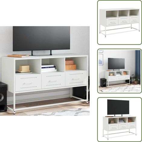 TV-Schrank Weiß 100,5x39x60,5 cm Stahl - TV-Schrank - TV-Schränke - TV-Ständer - TV-Möbel (1/5)