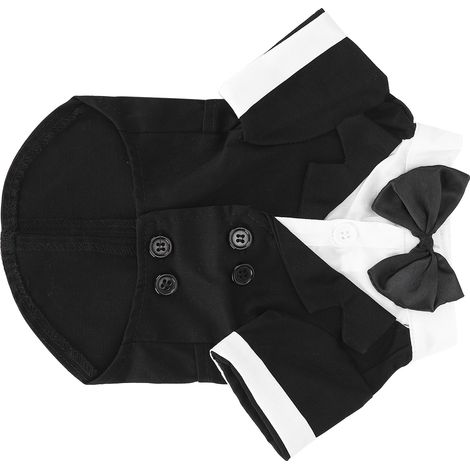 Costume pour petit chien avec nœud papillon et col, chemise élégante pour mariage/fête/événement, noir, taille XS (1/5)
