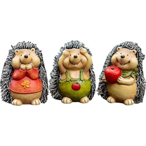 Figurine Hérisson en Céramique Lot De 3 pour Décoration De Jardin Extérieur, Ornements Artisanaux Compacts, Design Cartoon pour Pelouse Terrasse Allée (1/5)