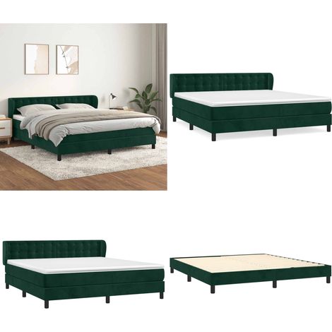 Boxspringbett mit Matratze Dunkelgrün 160x200 cm Samt - Matratze - Samt (1/5)