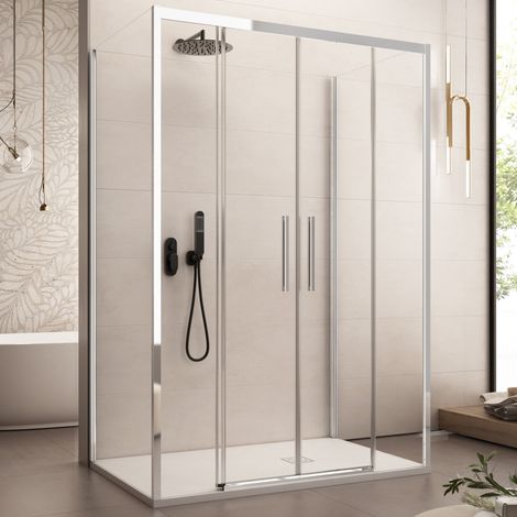 Box doccia tre lati scorrevole cristallo 6mm h195 lagoa-trio, misura 80x140x80 (1/5)