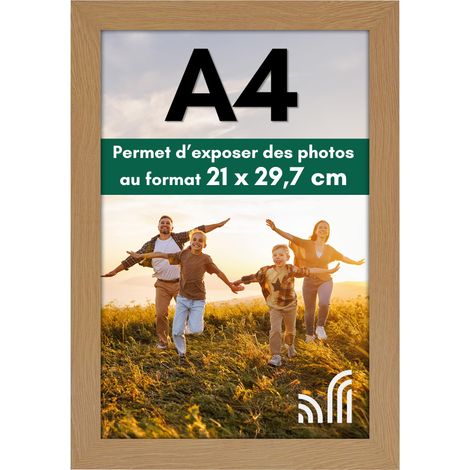 Cadre Photo A4 Chêne Foncé - Cadre A4 en MDF avec Verre Incassable Poli, Chevalet et Matériel de Suspension Intégré - Format Horizontal et Vertical pour Mur et Dessus de Table (1/5)