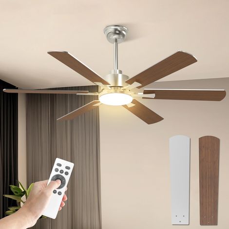 132 cm Ventilateur Plafond avec Lumiere Silencieux, Grand Ventilateur de Plafond avec Lumière et Télécommande, Moteur DC Réversible pour Chambre Salon Terrasse