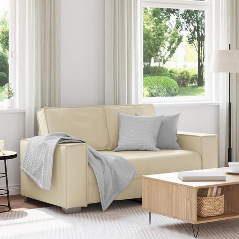 2-Sitzer Sofa Creme 120 cm Kunstleder, Mini-Sofa für Wohnzimmer, Kompakt & Pflegeleicht (1/5)