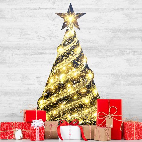 Sticker Noël sapin scintillant - Autocollants stickers adhésifs noël - décoration fêtes - 130x80cm (1/4)