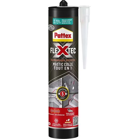 Mastic Pattex colle & joint Flextec Gris anthracite - cartouche 389g