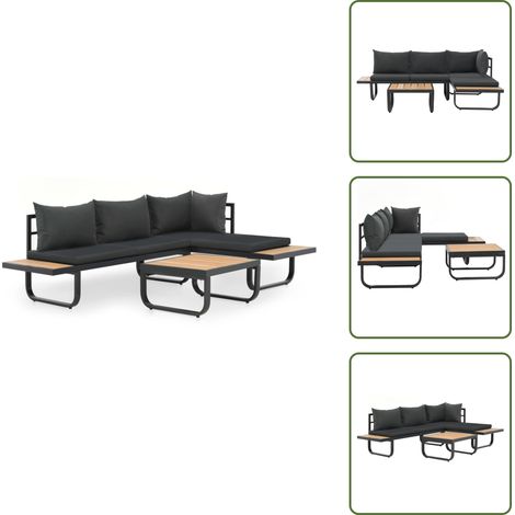 2-tlg. Garten-Ecksofa-Set mit Auflagen Aluminium WPC - Sofagarnitur - Gartenmöbel - Outdoor Möbel - Lounge Set - Aluminium Gartenmöbel (1/5)